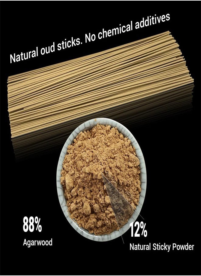 70 Pcs Cambodian Oud Incense Sticks, 3mm Thick, 50g Agarwood with Free Copper Holder for Home, Office, Meditation & Yoga