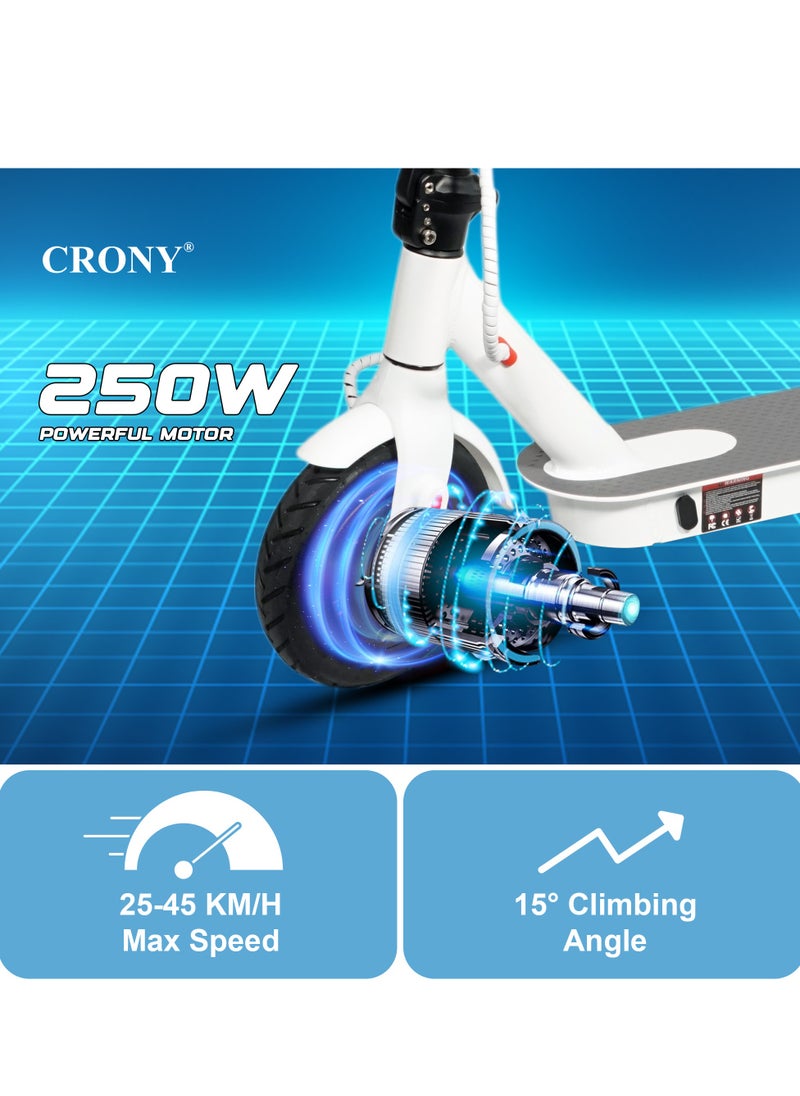 W563 Fast E-Scooter For Kids/Teens, Up To 45kilo/H, 250w Motor, 36v 7.8ah Battery, App Controlled Lightweight Foldable With Led Headlights High-Speed Electric Scooter, Anti-Slip Deep-Tread Rubber Tires, Rear Disc Brake, 100kg Max Load, Smart Scooter With App Connectivity, Portable Aluminum Frame For Adults, Heavy-Duty, Travel-Ready Design – White