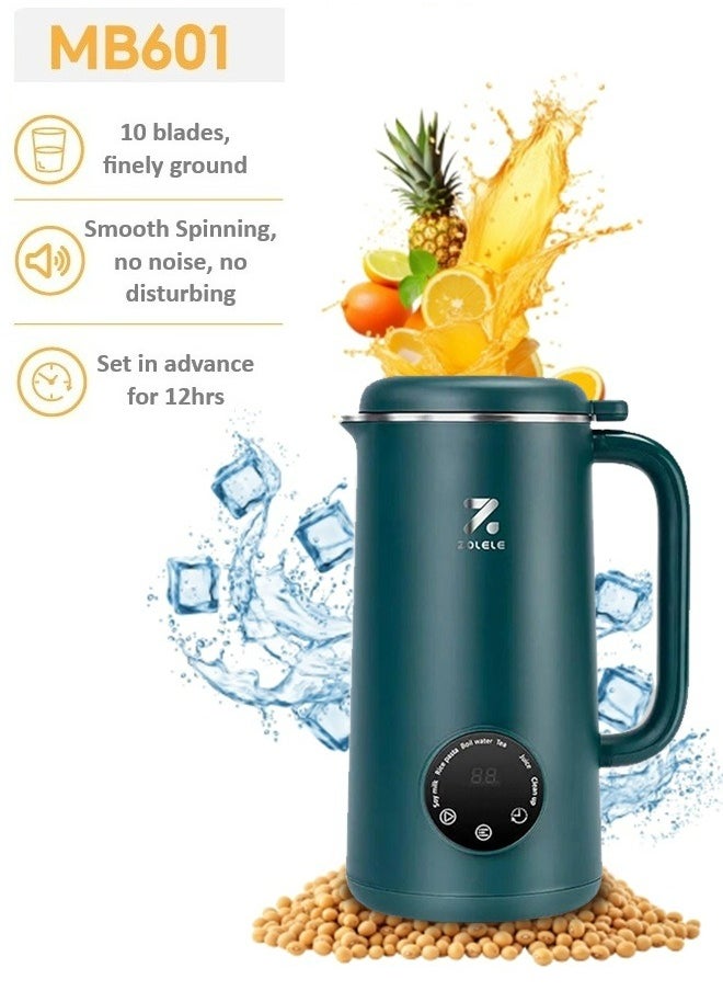 Multi-Funtional Juice Blender & Electric Kettle with 10 Stainless Steel Blades, 4 Blending Modes & 600ml and Capacity BPA-Free MB601  - Green
