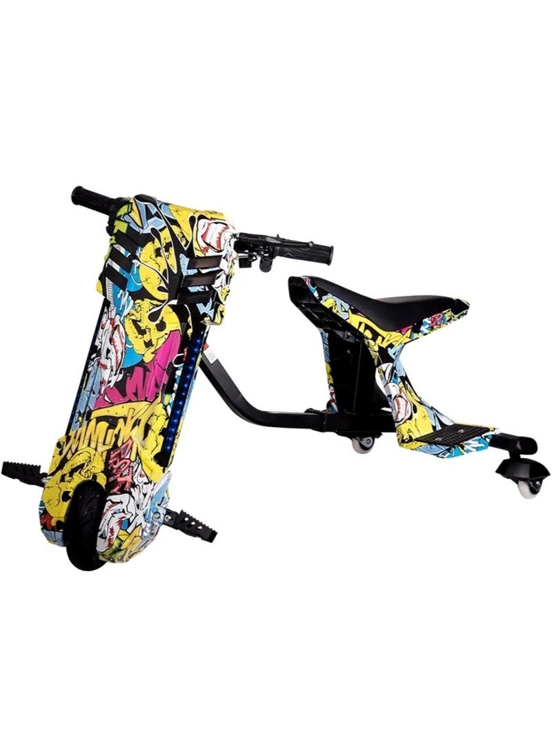 3 Wheel Drifter 36v Electric Scooter 360 Degree Rotation with Led Light Comfortable Seat and Bluetooth Assorted