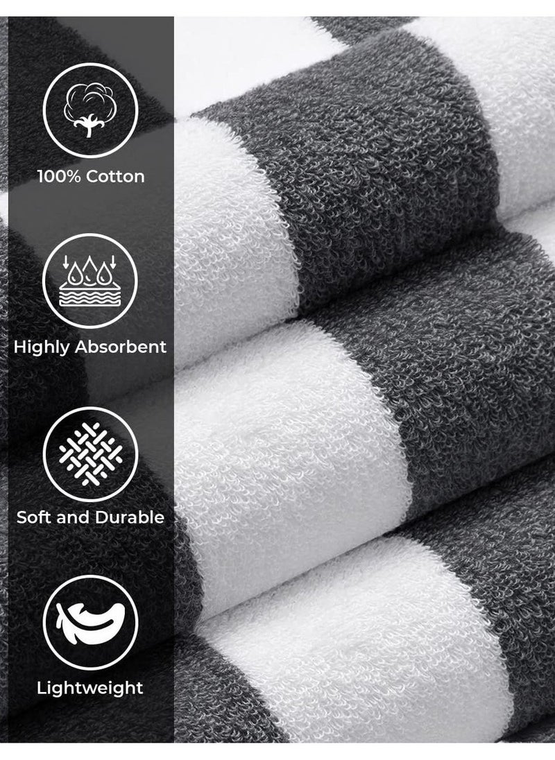2-Pieces Oversized Beach Towels Extra Large 100% Cotton Summer Pool Cabana Stripe Highly Absorbent And Soft Towel