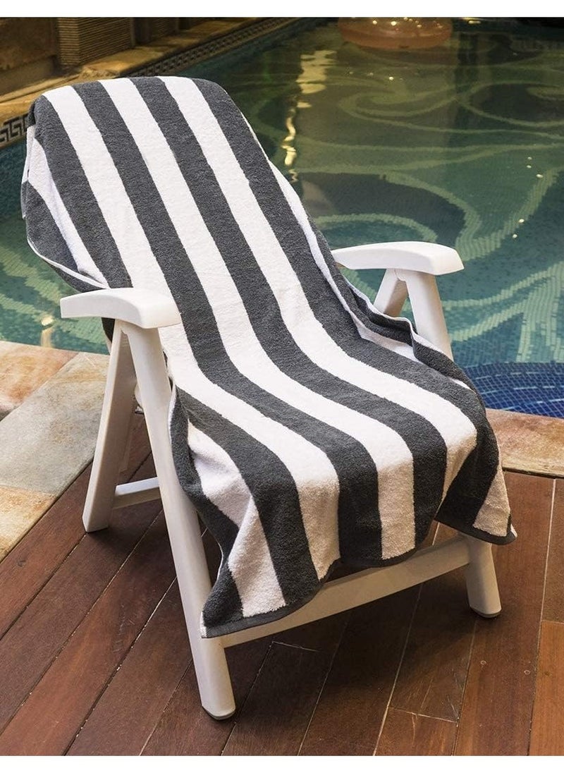 2-Pieces Oversized Beach Towels Extra Large 100% Cotton Summer Pool Cabana Stripe Highly Absorbent And Soft Towel