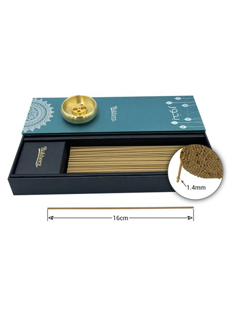 Cambodian Oud Incense Sticks, 1.44mm Thick 275 Agarwood Incense Sticks with Elegant Copper Burner, 50 gram