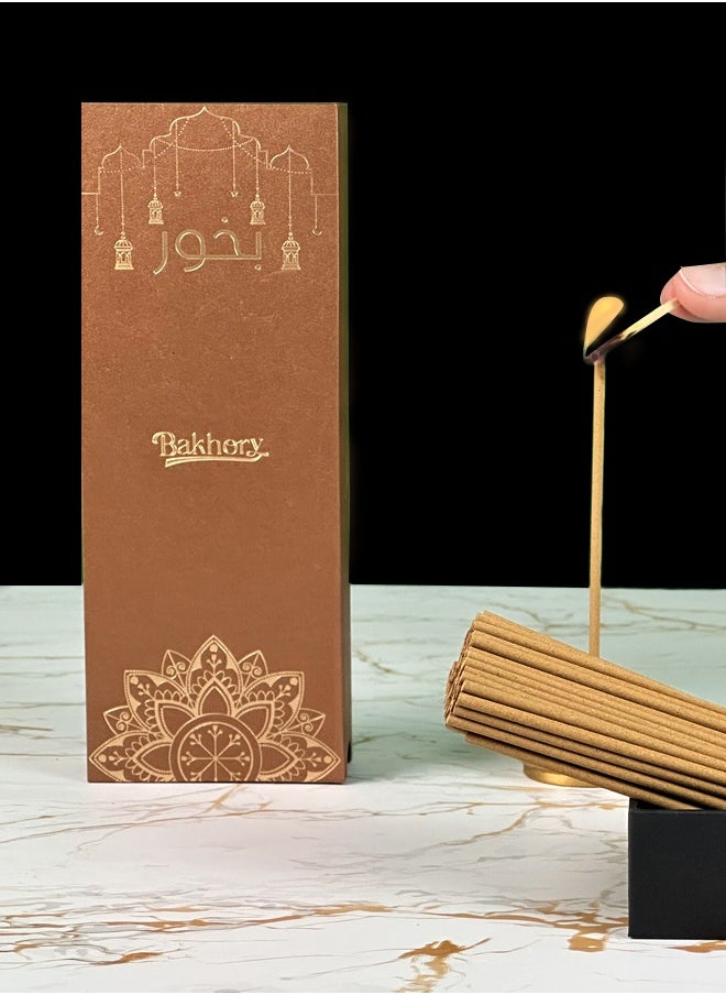 90 Pcs Cambodian Oud Incense Stick, Pure Agarwood, 3mm Thick for Home, Office, Yoga Studio, Meditation with Free Copper Incense Stick Burner, Holder, 50g