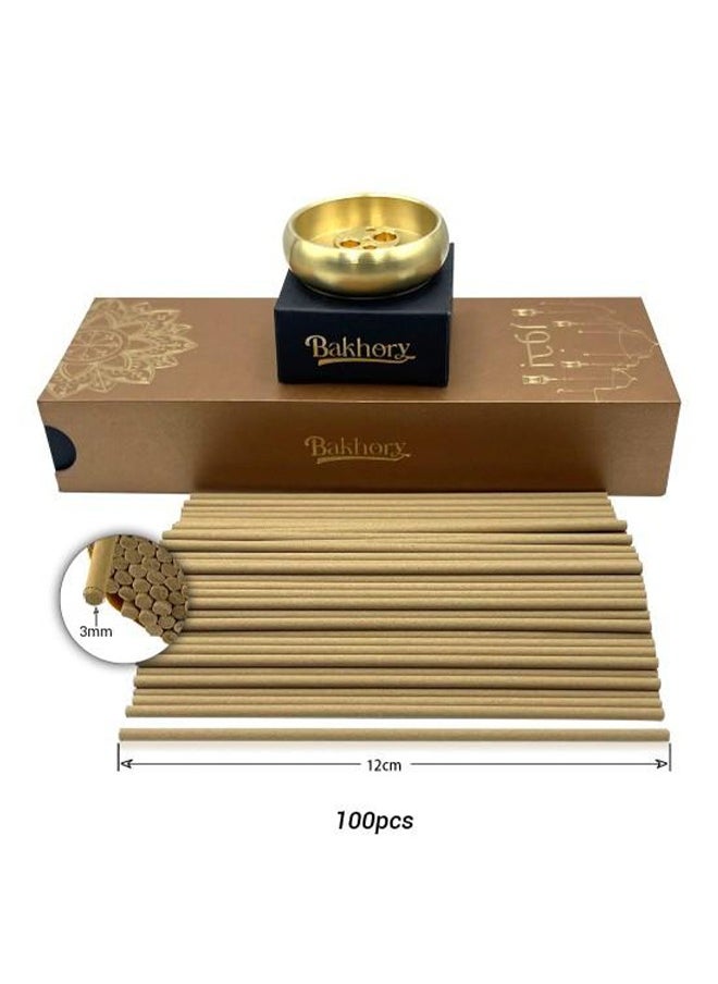 90 Pcs Cambodian Oud Incense Stick, Pure Agarwood, 3mm Thick for Home, Office, Yoga Studio, Meditation with Free Copper Incense Stick Burner, Holder, 50g