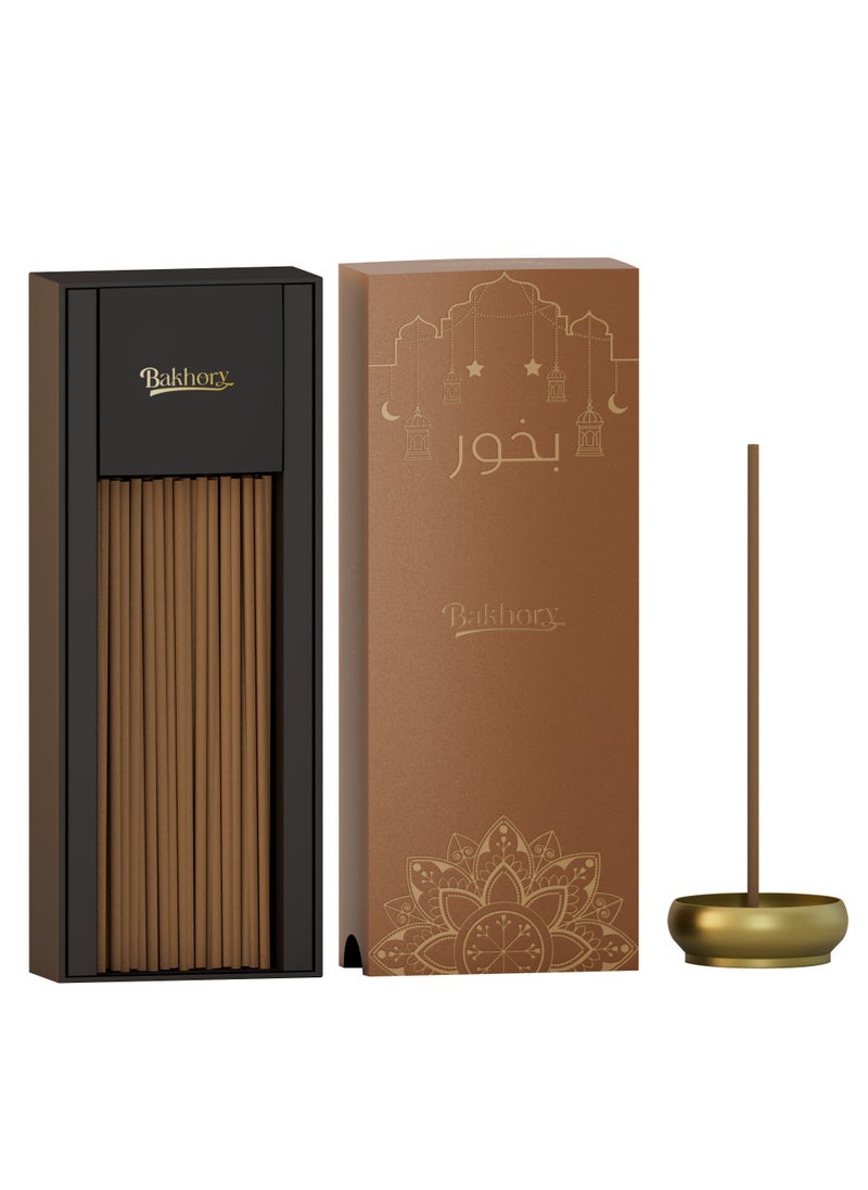 90 Pcs Cambodian Oud Incense Stick, Pure Agarwood, 3mm Thick for Home, Office, Yoga Studio, Meditation with Free Copper Incense Stick Burner, Holder, 50g