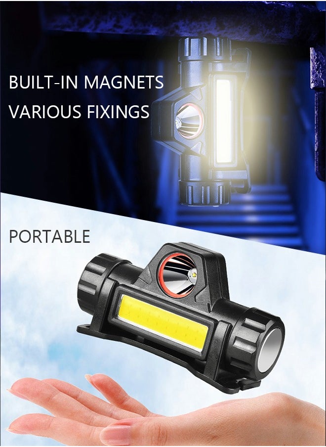 Rechargeable Waterproof  LED Headlamp with 2 Lights and Adjustable Headlight Beam for Running Camping Cycling Outdoor Adults Kids