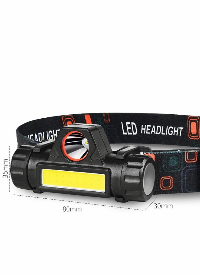 Rechargeable Waterproof  LED Headlamp with 2 Lights and Adjustable Headlight Beam for Running Camping Cycling Outdoor Adults Kids