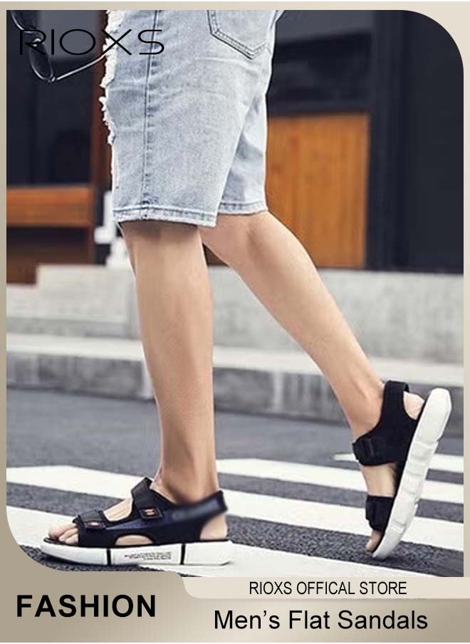 Flat Sandals For Men, Casual Open Toe Water Sandal, Men's Breathable Non-Slip Beach Sandals, Mens Sport Sandals With Back-Strap, Outdoor Fisherman Sandals For Men, Non-slip Lightweight Walking Hiking Sandals, Water Shoes