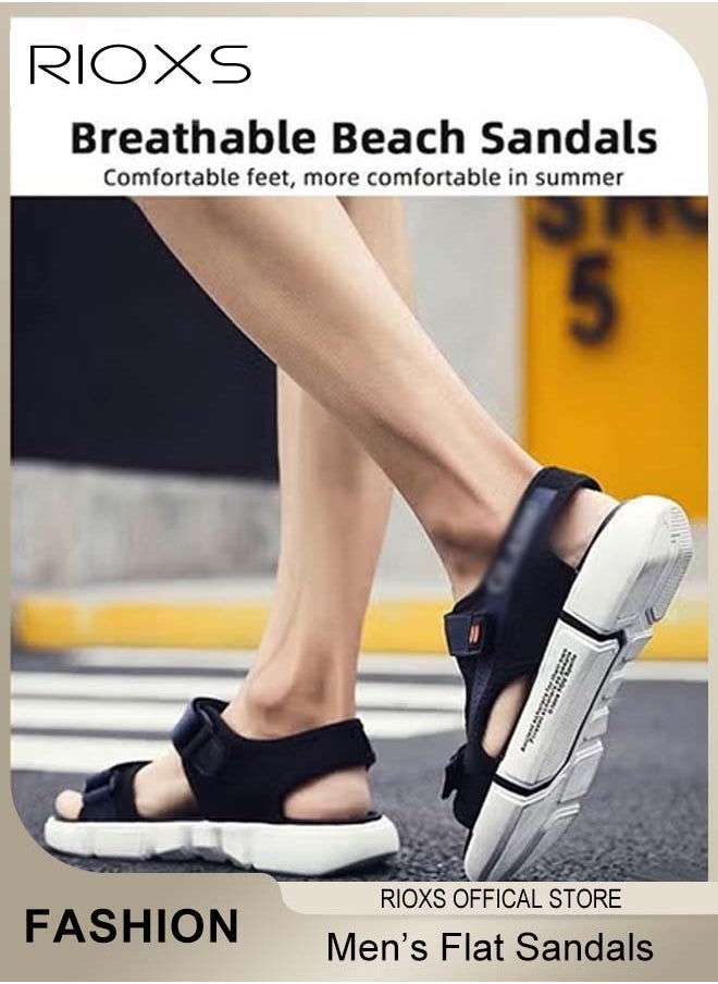 Flat Sandals For Men, Casual Open Toe Water Sandal, Men's Breathable Non-Slip Beach Sandals, Mens Sport Sandals With Back-Strap, Outdoor Fisherman Sandals For Men, Non-slip Lightweight Walking Hiking Sandals, Water Shoes