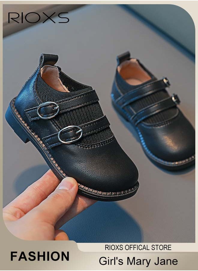 Girl's Mary Jane, Formal Dress Shoes, Classic School Uniform Shoes, Faux Leather Shoes, Fashion Dance Flats For Toddler/ Little Kid, Black Princess Shoes, Birthday Party Flats, Toddler Mary Janes, Girl's Black School Shoes