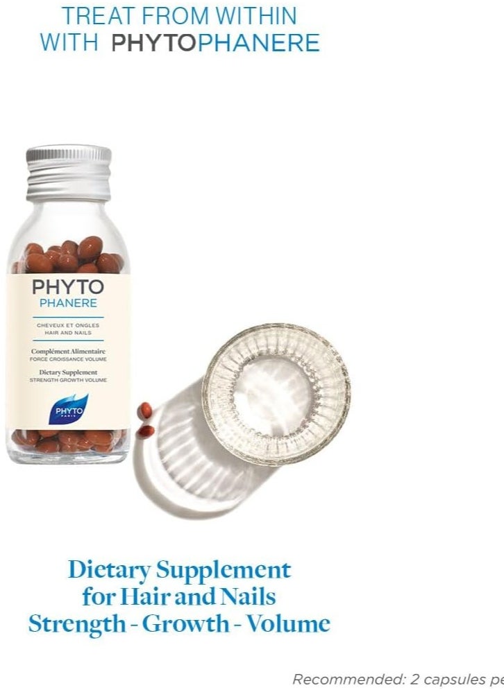 Phyto Phytophanere Hair & Nails Supplement - 120 Capsules | Vitamin-Rich Formula with B-Complex, Zinc & Essential Oils