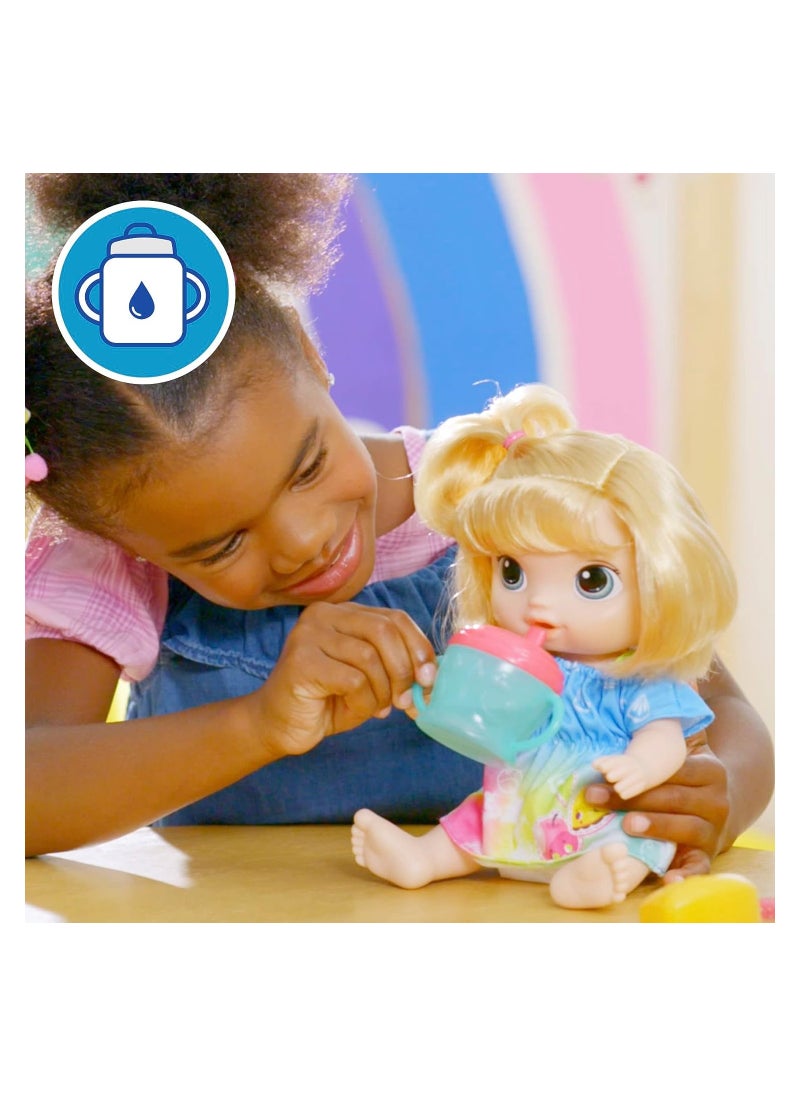 Baby Alive Fruity Sips Baby Doll - Blonde Hair And Blue Eyes