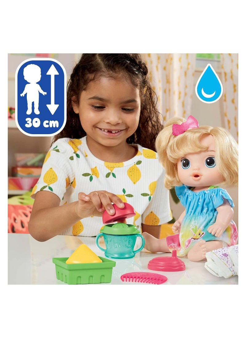 Baby Alive Fruity Sips Baby Doll - Blonde Hair And Blue Eyes