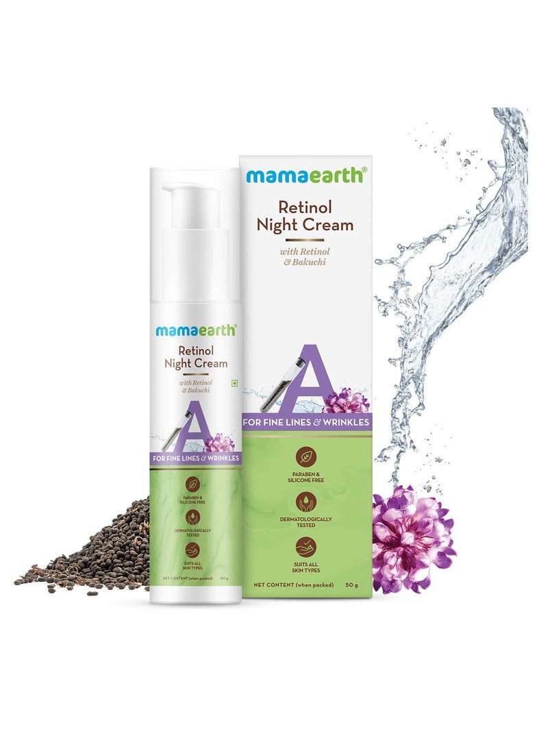 Mamaearth Retinol Night Cream For Women with Retinol & Bakuchi for Anti Aging Fine Lines and Wrinkles 50 g