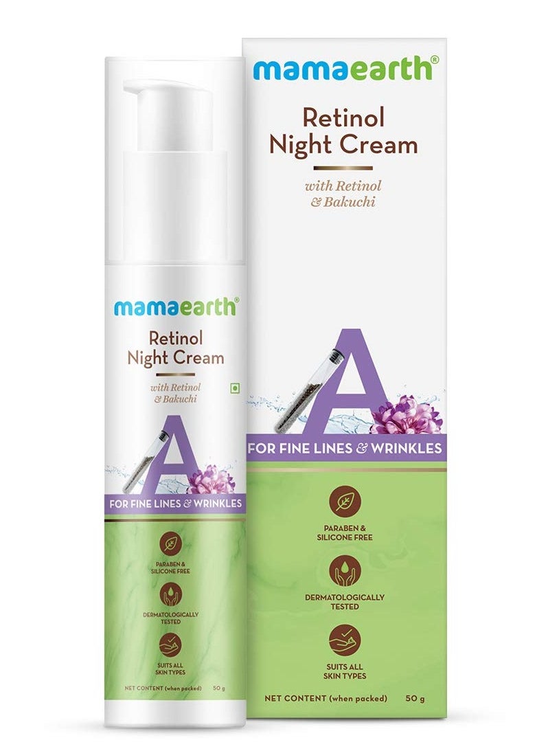 Mamaearth Retinol Night Cream For Women with Retinol & Bakuchi for Anti Aging Fine Lines and Wrinkles 50 g