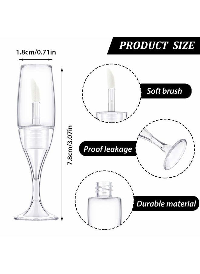 20 Pcs 8 Ml/ 0.27 oz Lip Gloss Tubes Mini Wineglass Shaped Empty Lip Gloss Tube Lip Balm Containers Mini Refillable Bottles Lip Glaze Container with 2 Pieces Funnels for Women(Transparent)
