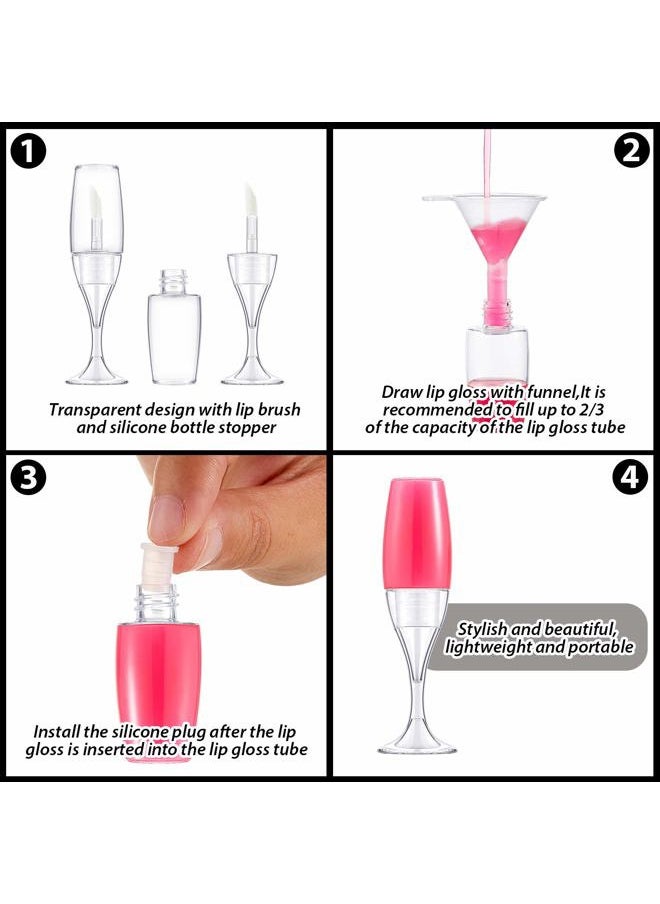 20 Pcs 8 Ml/ 0.27 oz Lip Gloss Tubes Mini Wineglass Shaped Empty Lip Gloss Tube Lip Balm Containers Mini Refillable Bottles Lip Glaze Container with 2 Pieces Funnels for Women(Transparent)