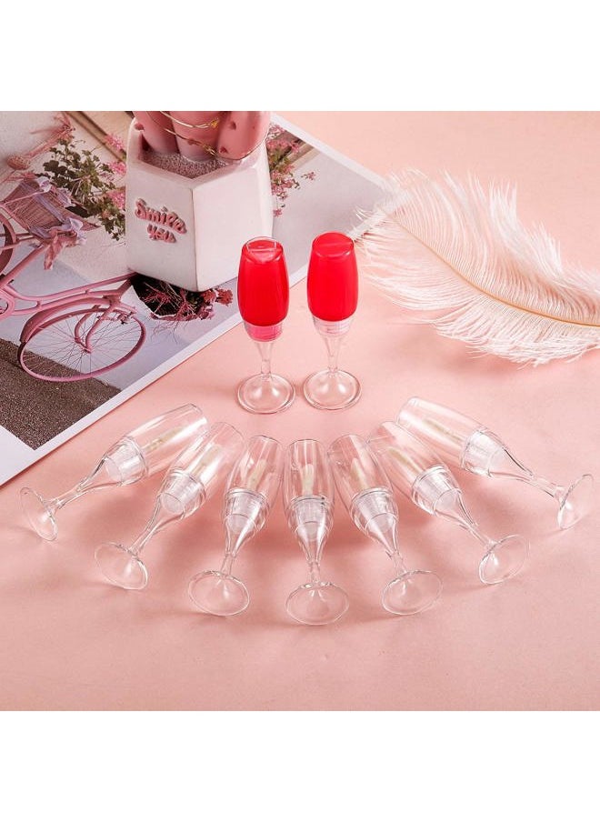 20 Pcs 8 Ml/ 0.27 oz Lip Gloss Tubes Mini Wineglass Shaped Empty Lip Gloss Tube Lip Balm Containers Mini Refillable Bottles Lip Glaze Container with 2 Pieces Funnels for Women(Transparent)