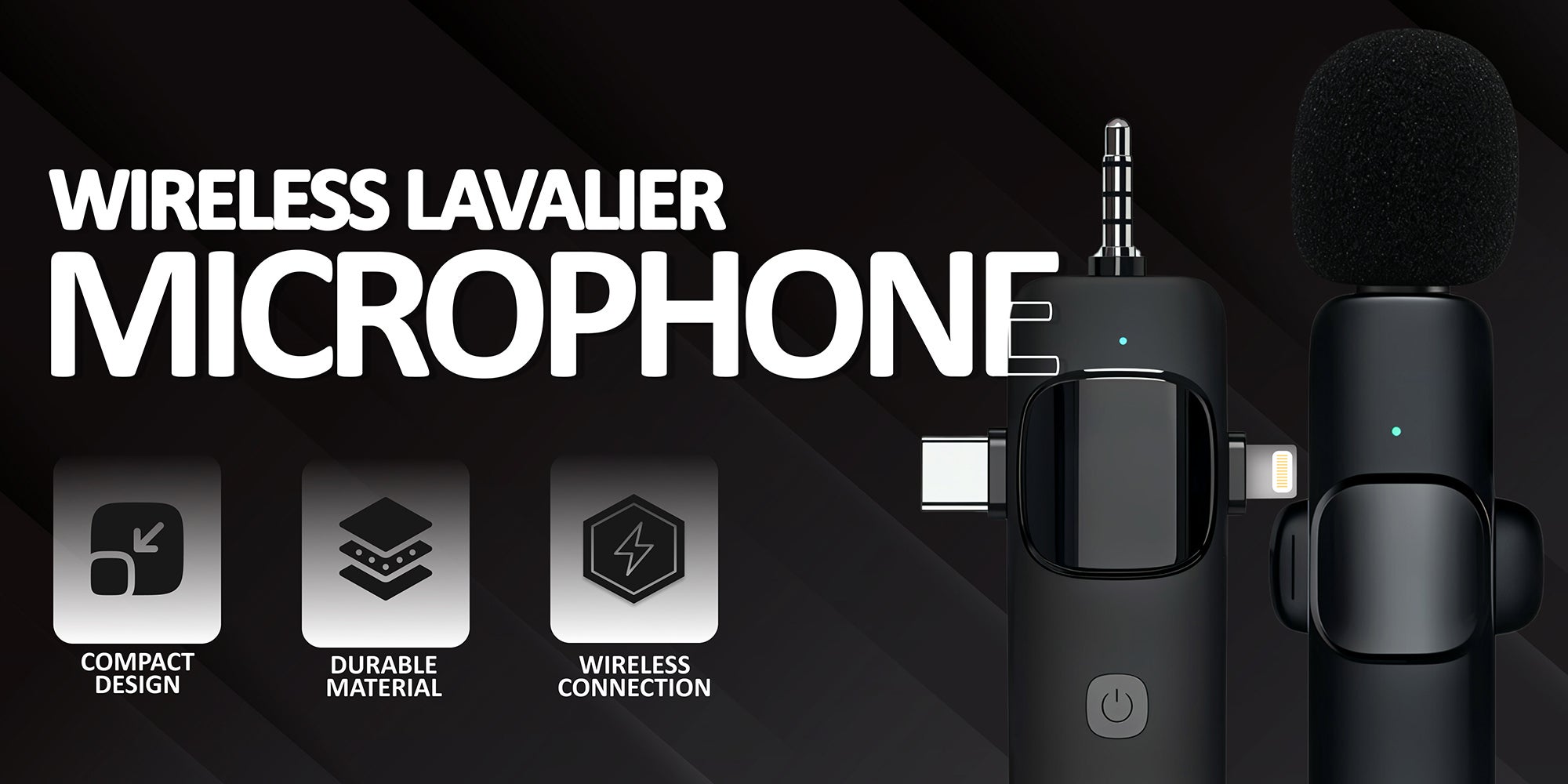 Wireless Lavalier Microphone 3 in 1 for iPhone iPad iPhone 15 USB C Smartphone Computer Camera, Plug and Play Intelligent Noise Reduction Mini Mic for Vlog YouTube TikTok Live Streaming (MIC 2)