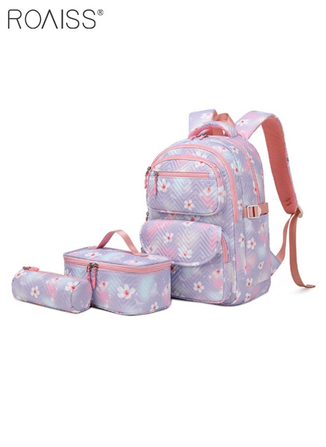 3 Piece Backpack Set Large Capacity Waterproof and Wear Resistant Same Color Series Lunch Bag and Pencil Case Large Capacity Storage Scientific Storage Simple Style Short Distance Travel Bag Student Backpack Laptop Bag