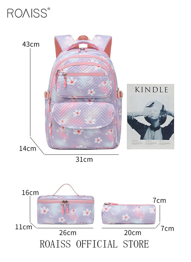 3 Piece Backpack Set Large Capacity Waterproof and Wear Resistant Same Color Series Lunch Bag and Pencil Case Large Capacity Storage Scientific Storage Simple Style Short Distance Travel Bag Student Backpack Laptop Bag