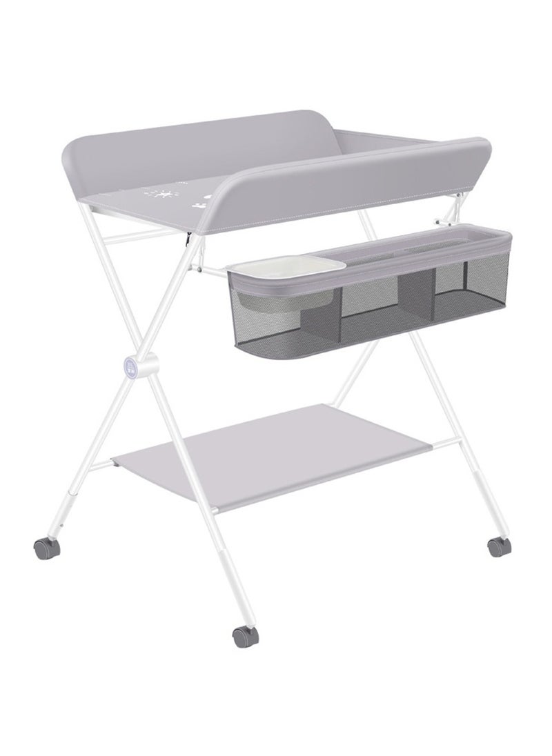 Baby Portable Diaper Changing Table, Foldable Changing Table for Baby with Wheels, Baby Diaper Changing Station with 3-Level Adjustable Height, Portable Changing Table with Large Organizers Grey