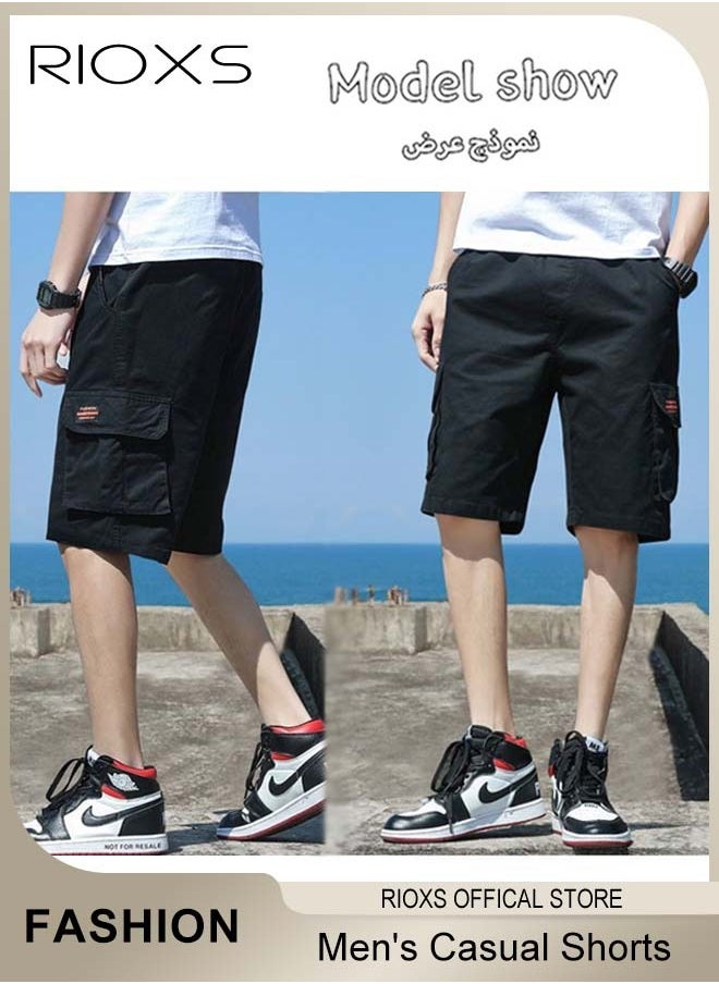 Men's Casual Loose Shorts, Outdoor Quick Drying Sports Short Pants, Stretch Short With Multiple Pockets, Relaxed Fit Cotton Blend Work Shorts, Lightweight Running Shorts, Comfy Breathable Athletic Shorts