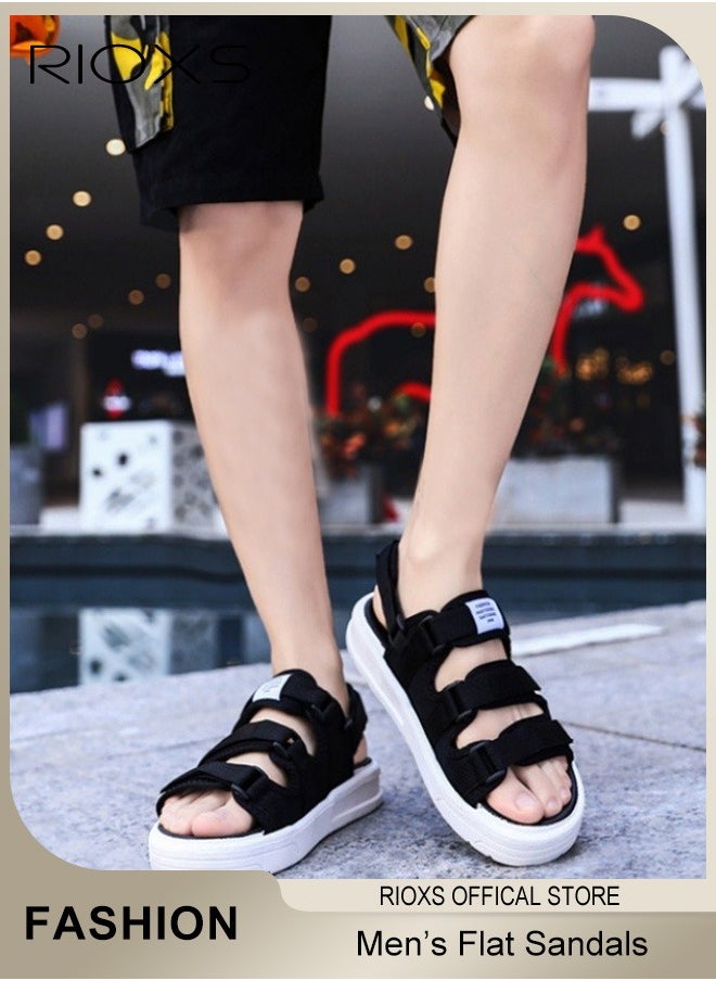 Men's Casual Open Toe Sandals, Water Sandal, Non Slip Beach Sandals, Breathable Sneakers, Pool Slide Adjustable Flat Shoes With Back-Strap, Lightweight Slides Sandals, Comfort Flat Slip-ons