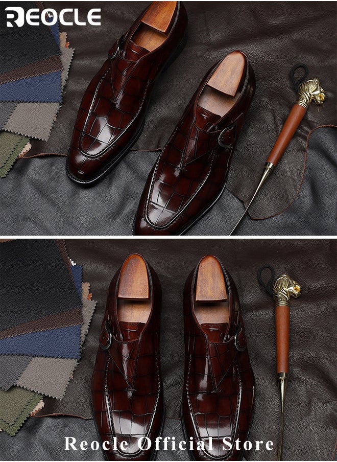 Men's Loafer Buckle Shoes with Stylish Lace-up & Anti-slip and Wear-resistant Soles & High-quality Upper Business Dress Shoes for Men