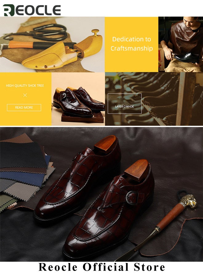 Men's Loafer Buckle Shoes with Stylish Lace-up & Anti-slip and Wear-resistant Soles & High-quality Upper Business Dress Shoes for Men