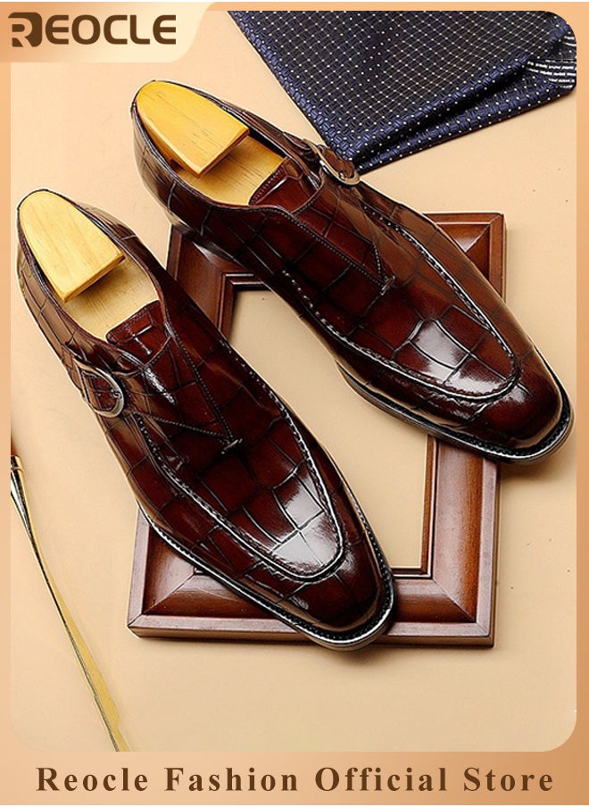 Men's Loafer Buckle Shoes with Stylish Lace-up & Anti-slip and Wear-resistant Soles & High-quality Upper Business Dress Shoes for Men