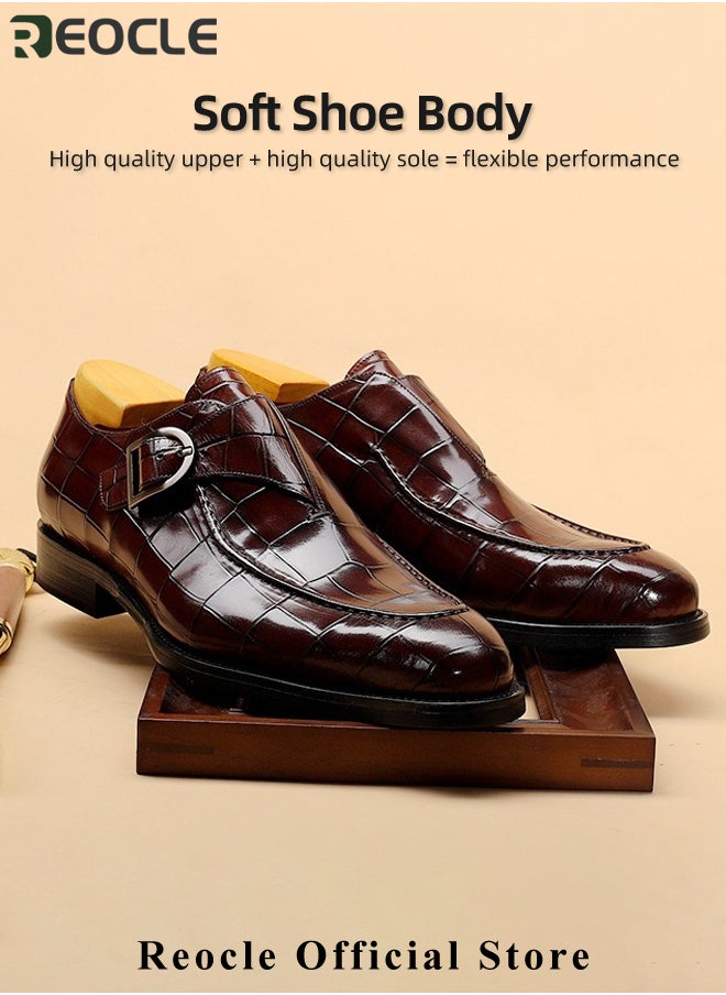Men's Loafer Buckle Shoes with Stylish Lace-up & Anti-slip and Wear-resistant Soles & High-quality Upper Business Dress Shoes for Men
