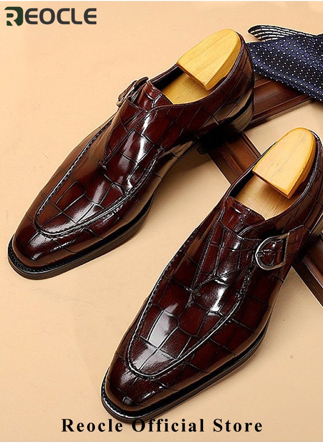 Men's Loafer Buckle Shoes with Stylish Lace-up & Anti-slip and Wear-resistant Soles & High-quality Upper Business Dress Shoes for Men