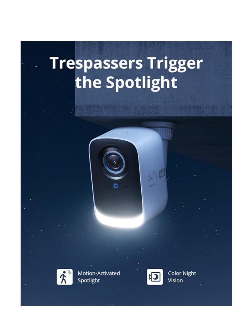 Eufy Security EufyCam 3C Add-on Camera, Security Camera Outdoor Wireless, 4K Camera with Expandable Local Storage, Face Recognition AI, Spotlight, No Monthly Fee, Requires HomeBase 3