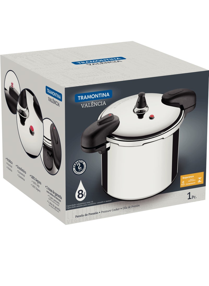 8Liters Since 1911, Made in Brazil - 24CM PRESSURE COOKER 8,0L VALENCIA Polished Aluminum