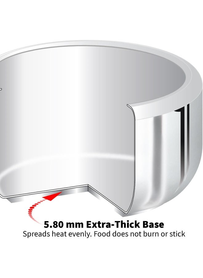 2 LitersLiters 2 Liters, Stainless Steel Pressure Cooker, Inner Lid, Induction Compatible, Silver Silver