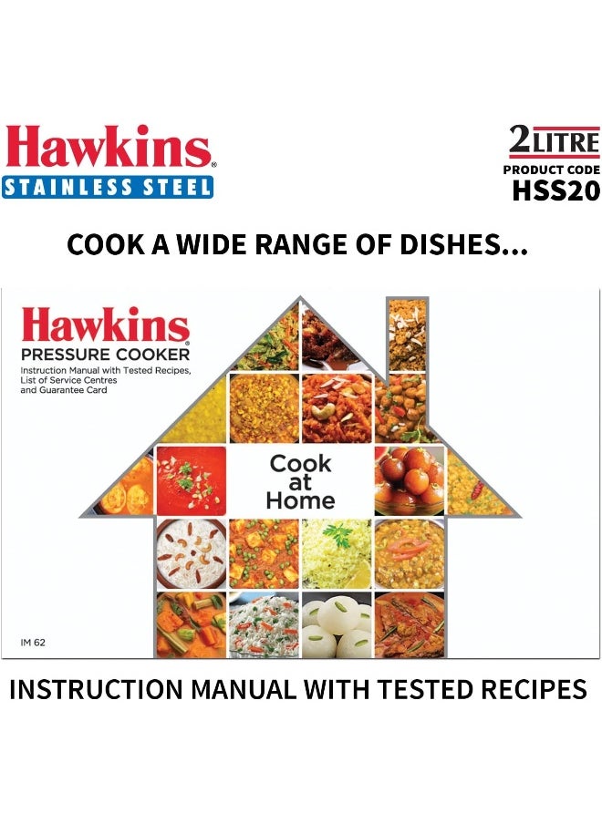 2 LitersLiters 2 Liters, Stainless Steel Pressure Cooker, Inner Lid, Induction Compatible, Silver Silver