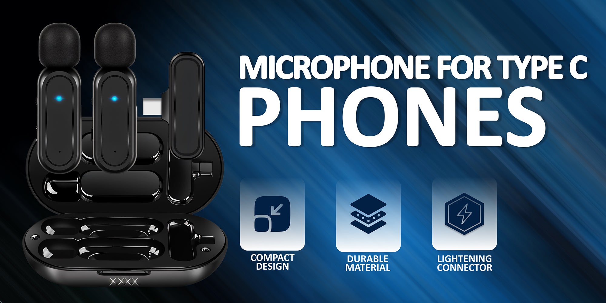 Wireless Lavalier Microphone for iPhone 15 | Android phones | Laptop and other USB C Devices | Plug and Play Mini Mic with Charging Bin Earbud for YouTube TikTok Live Streaming Gaming (2 Type C Mics)