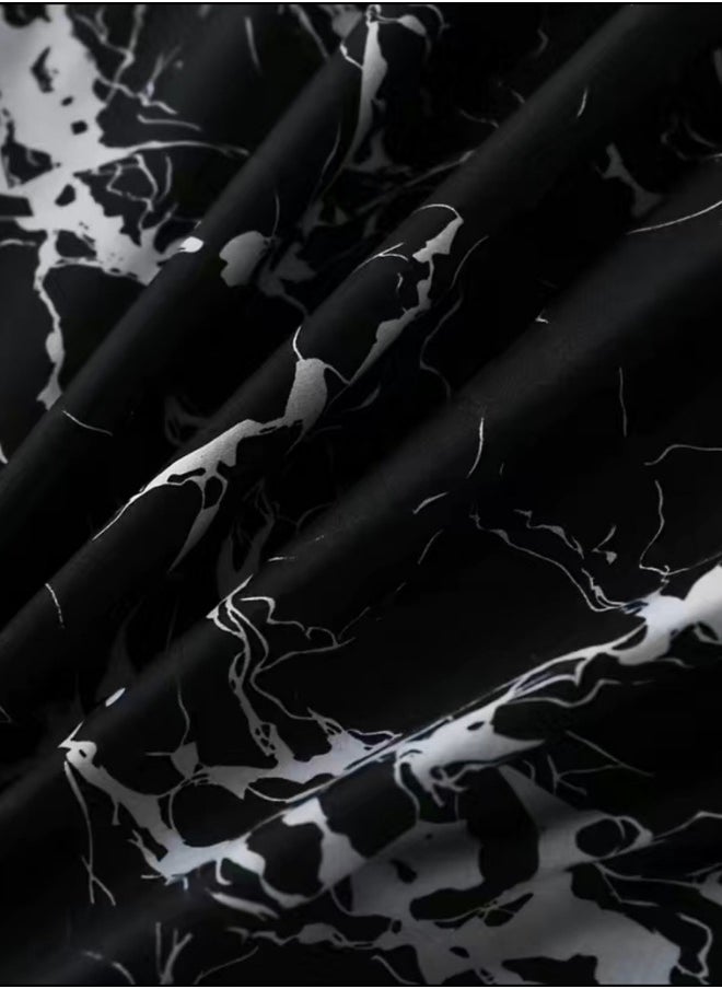 Single size 4 piece duvet cover set black marble design.