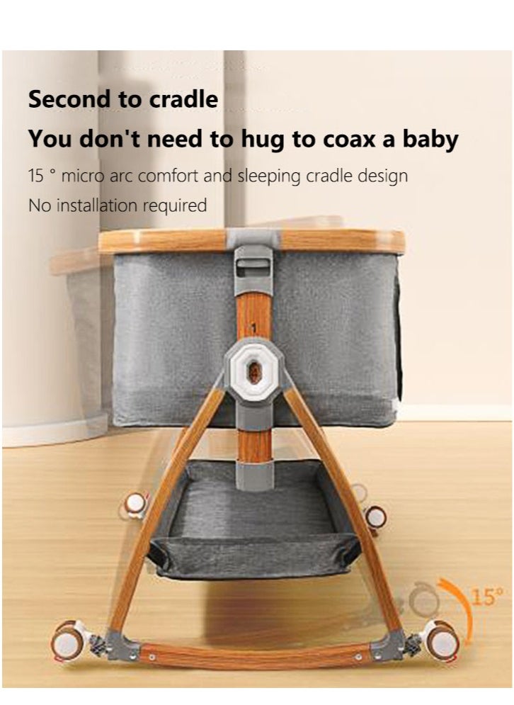 Baby Bassinet, Bedside Bassinet for Baby, 6 Height Adjustable Baby Bed, 3 in 1 Bassinet Bedside Sleeper with Wheels, Mosquito Net, Portable Bedside Crib for Infant/Baby/Newborn (Light Grey)