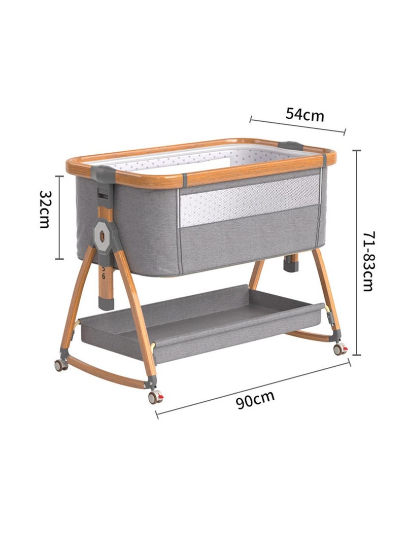 Baby Bassinet, Bedside Bassinet for Baby, 6 Height Adjustable Baby Bed, 3 in 1 Bassinet Bedside Sleeper with Wheels, Mosquito Net, Portable Bedside Crib for Infant/Baby/Newborn (Light Grey)