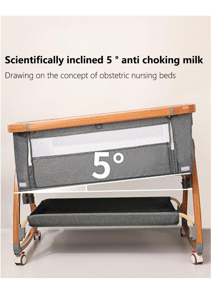 Baby Bassinet, Bedside Bassinet for Baby, 6 Height Adjustable Baby Bed, 3 in 1 Bassinet Bedside Sleeper with Wheels, Mosquito Net, Portable Bedside Crib for Infant/Baby/Newborn (Light Grey)