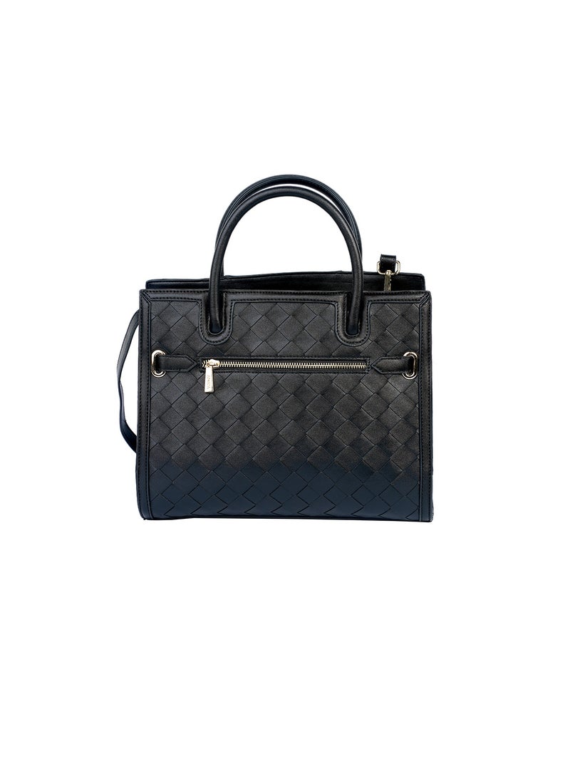 Makeda Ladies Weaved Leather Satchel Handbag with top handles