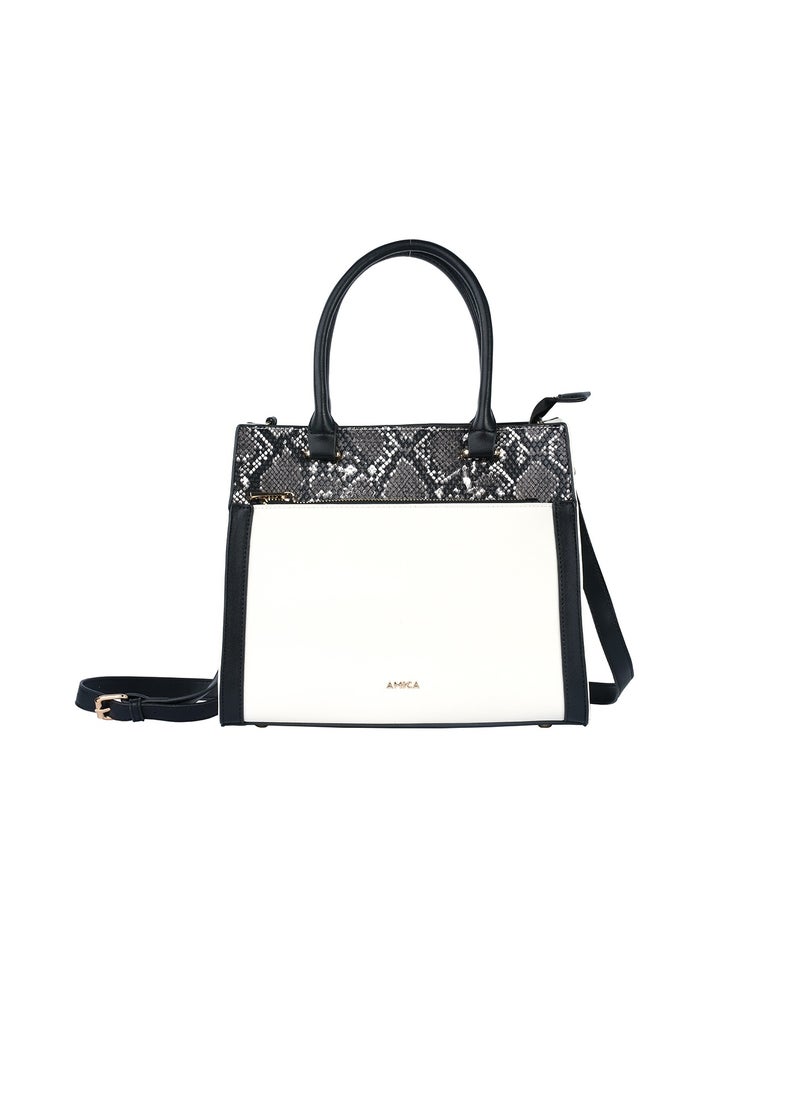Valerie Ladies Leather Satchel Handbag Reptile Printed