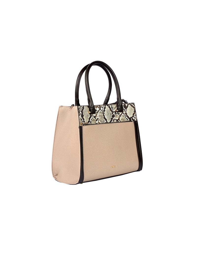 Valerie Ladies Leather Satchel Handbag Reptile Printed
