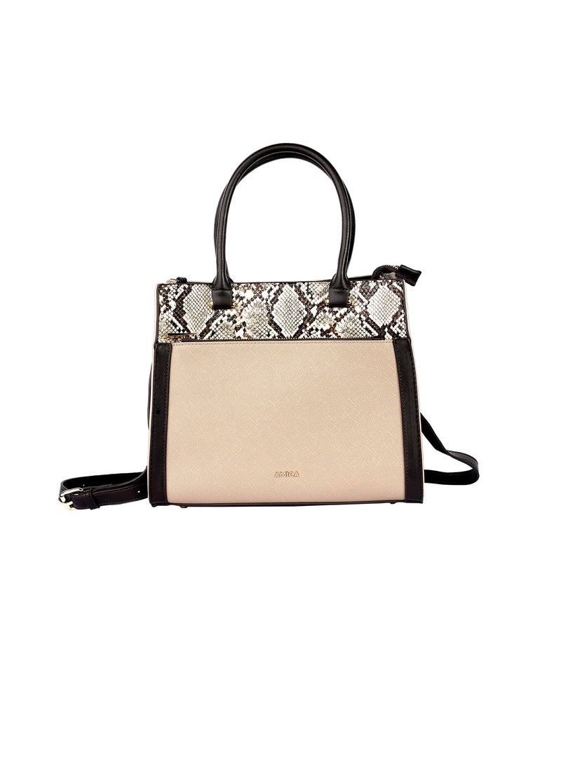 Valerie Ladies Leather Satchel Handbag Reptile Printed