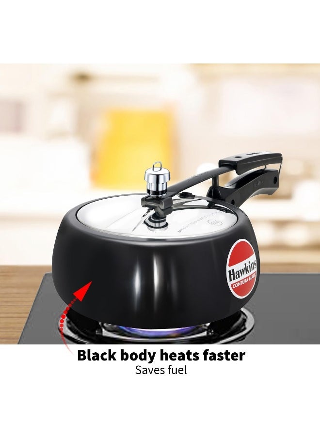 3.5LLiters 3.5 Liters Contura Hard Anodised Aluminium Pressure Cooker,With Inner Lid,Black Black