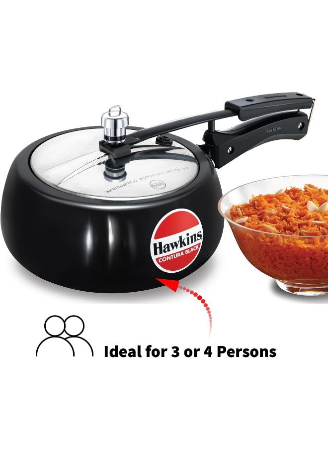3.5LLiters 3.5 Liters Contura Hard Anodised Aluminium Pressure Cooker,With Inner Lid,Black Black
