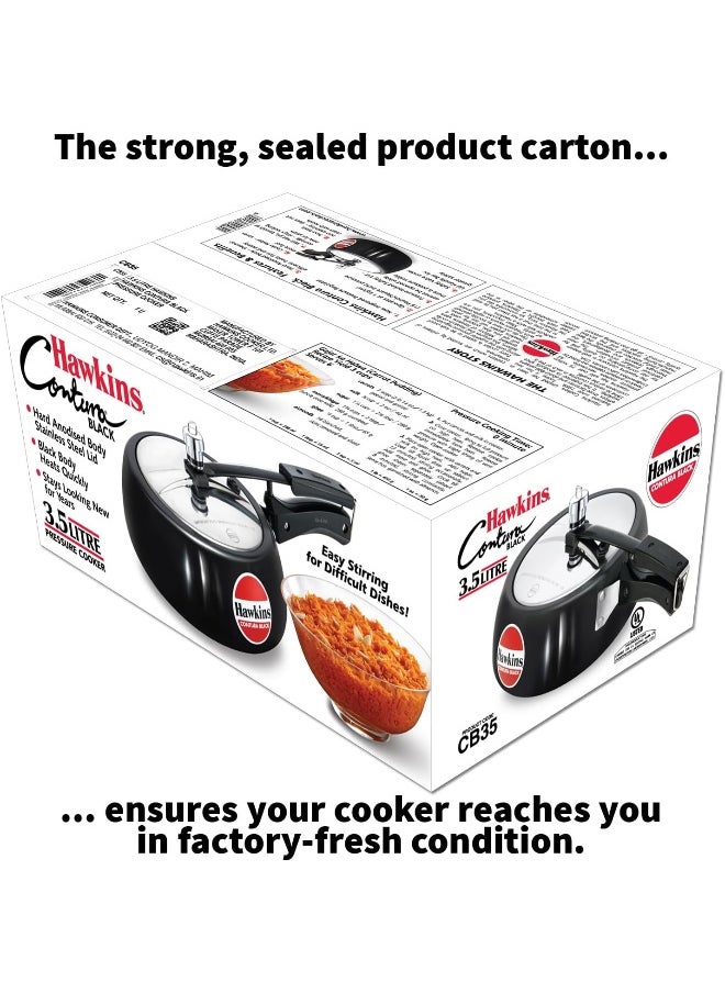 3.5LLiters 3.5 Liters Contura Hard Anodised Aluminium Pressure Cooker,With Inner Lid,Black Black
